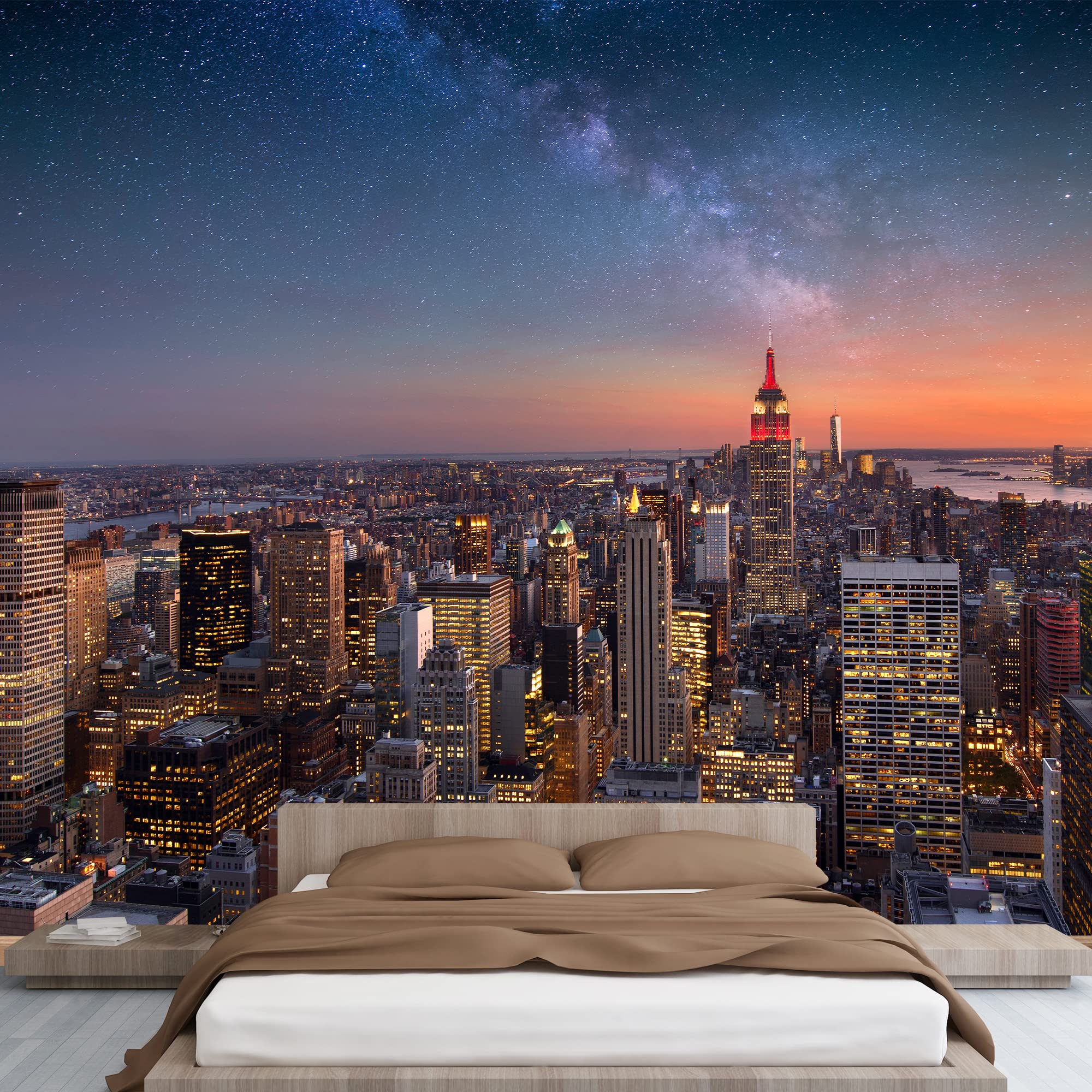 wall26 - Milky Way Over Manhattan, New York City - Removable Wall